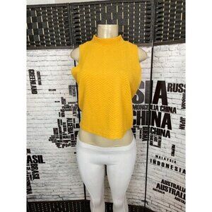 Joe Boxer Jrs XL Marigold Textured Mock Neck Sleeveless Crop Top